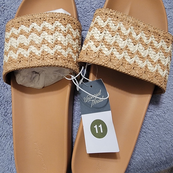 Universal Thread Shoes - Universal Thread Woven Tan and Cream Slides